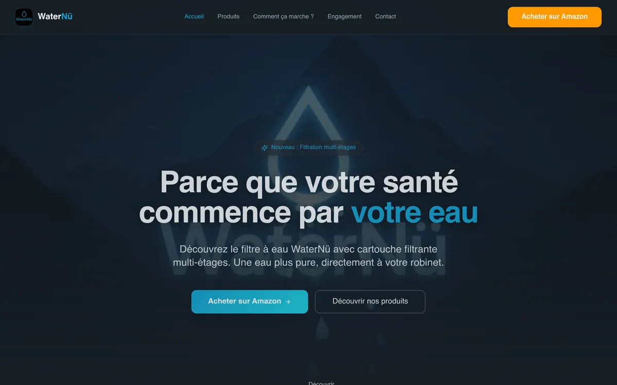 Aperçu du site WaterNü réalisé par Korvia