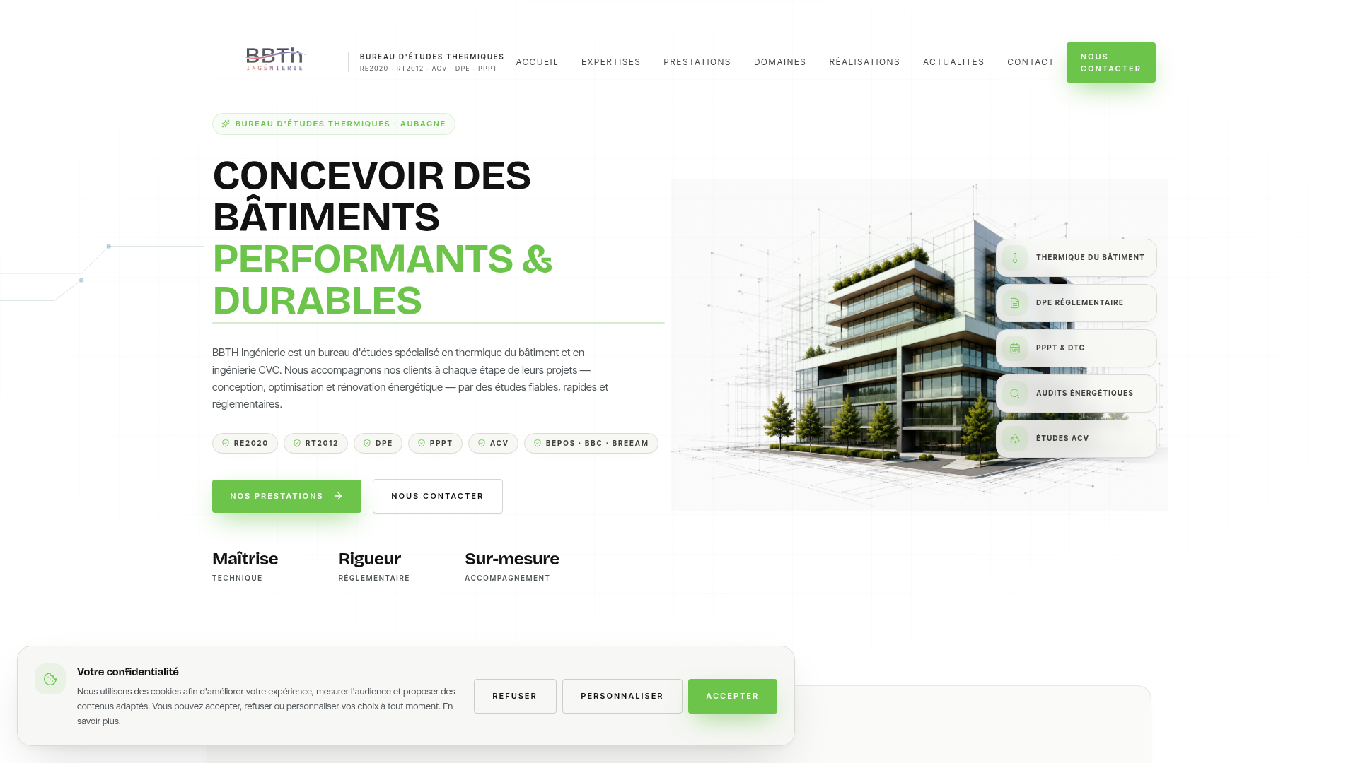 Aperçu du site BBTH Ingénierie réalisé par Korvia