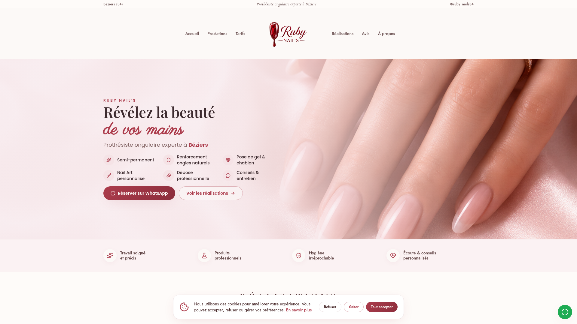 Aperçu du site Ruby Nail's réalisé par Korvia